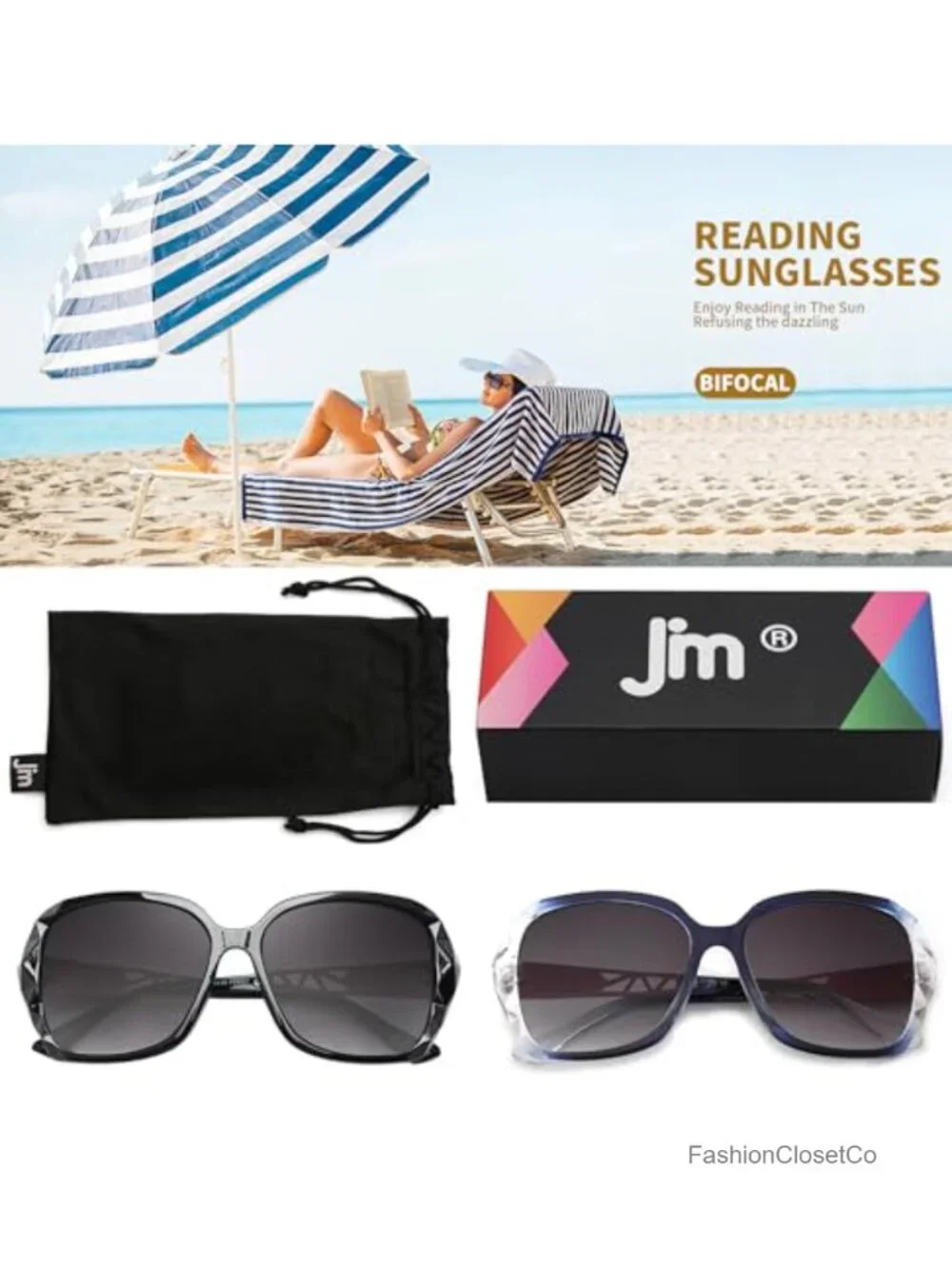 Bifocal Reading Sunglasses for Women Oversized Square Sun Readers UV400